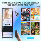 JIYANG 32 Inch Indoor Digital Signage Display,Floor Standing Advertising Digital Kiosk with Wheels,Portable LCD Poster Totem Support HDMI Input,Split Screen,Timed Open/Off,Android System
