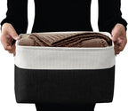 DECOMOMO Storage Bins Fabric Storage Baskets for Shelves, Linen Closet Organization Toys Nursery (Black and White, Large - 4 Pack)