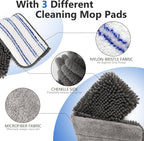 Masthome Microfiber Mops for Floor Cleaning,Dust Mop with 4 Reusable Pads,Flat Flip Mops for Wet & Dry Use,Professional Microfiber Mop for Hardwood, Laminate,Tile Floor Cleaning-1 Scraper
