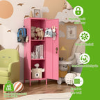 Aobabo 54" H Pink Metal Lockers, Storage Locker Cabinet with Lockable 1 Door and Towel Rack and 2 Side Pegboards with Hooks for Home School Office, Assembly Required
