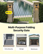 VEVOR Single Folding Security Gate, Lockable Scissor Gate with 360° Swivel Casters, Outdoor Barricade Steel Retractable Gates, for Entry Security, Garage, Warehouse & Pool, 86.61 x 86.81 in (W x H)