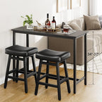 Counter Height Bar Stools Set of 2, 24 Inch Barstools for Kitchen Counter, Kitchen Stools with Faux Leather Saddle Seats & Heavy Duty Metal Legs, Easy Assembly, Forest Green
