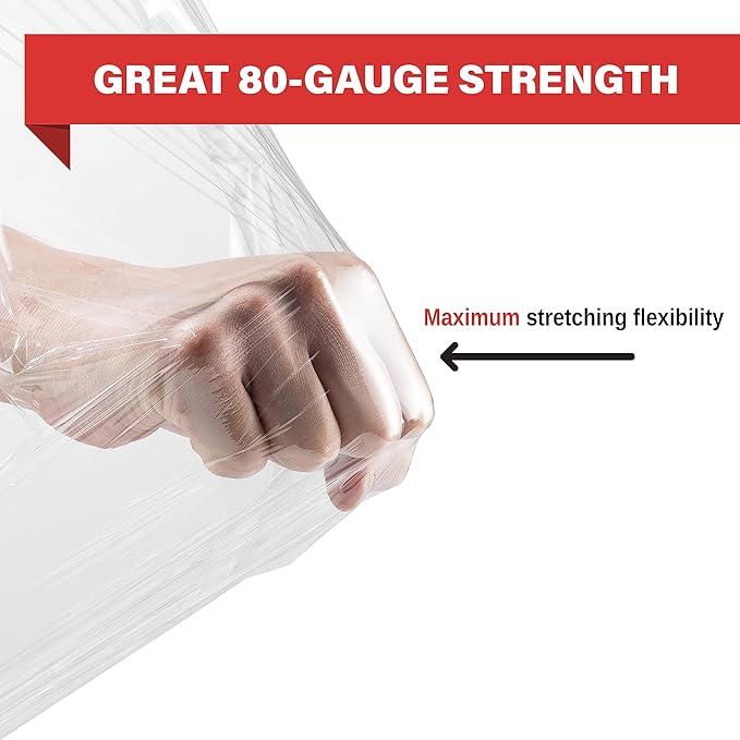 Stretch Wrap 4 Pack 18" x 1100 SqFt – Heavy Duty 80 Gauge (20 Micron) Shrink Wrap Rolls for Moving, Furniture, and Packing, Industrial Plastic Stretch Film, Pallet Wrap & Shrink Film Roll