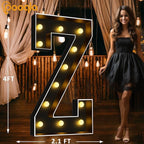 Pooqla 4 FT Marquee Light Up Letters, Black Marquee Letter Lights 4 Feet Tall for Birthday Decoration, Big Mosaic Letters Sign for Balloons Party Anniversary Wedding Decorations, Giant Warm White Z