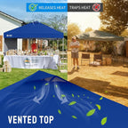 CROWN SHADES 10x10 Pop Up Canopy with 1 Side Wall - Beach Tent with One Push Setup - Outdoor Sun Shade for Events, Parties, Camping - Gazebo with STO-N-Go Cover Bag (Navy Blue)