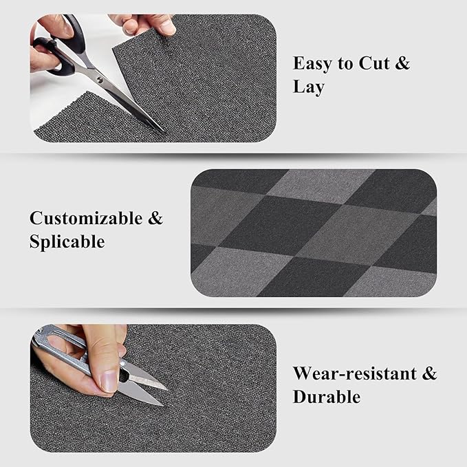 20" X 20" Carpet Tiles, Carpet Squares, 24 Tiles/64.5 Sq.Ft per Box, Floor Carpet Tiles for Home Office Industry, Grey