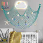 ZUEXT Aqua Decorative Fishing Net 80x40 Inch, 2 Pack Large Picture Fish Net, Wall Photo Hanging Fishnet for Nautical Mermaid Pirate Ocean Themed Hawaii Beach Under the Sea Party Decorations