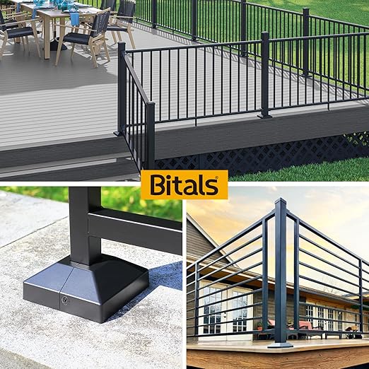 1.0"x1.0"（Actual: 1.0"x1.0"） Deck Post Base Cover Decorative Post Base Trim Skirt Black Aluminum 1Pack