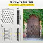 VEVOR Single Folding Security Gate, 51.57" H x 42" W Folding Door Gate, Steel Accordion Security Gate, Flexible Expanding Security Gate, 360° Rolling Barricade Gate, Scissor Gate or Door with Padlock