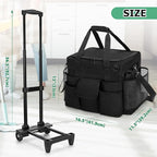 LoDrid Rolling Cleaning Caddy with Lid, Cleaning Supplies Organizer with Detachable Trolley, Cleaning Caddy Cart on Wheels with Handle and Shoulder Strap for Housekeepers, Black, Bag Only