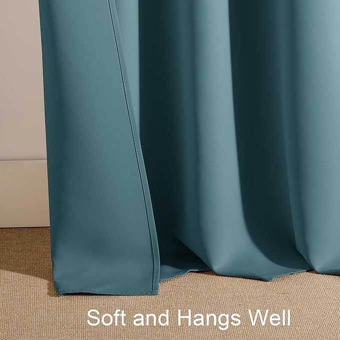 PONY DANCE Slate Blue Blackout Curtains for Living Room, Rod Pocket Thermal Insulated Black Out Window Curtain Panels for Boy's Bedroom, Slateblue, W 42 x L 72 inch, 2 Pieces