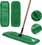 Matthew Cleaning 24'' Industrial Strength Cotton Dust Mop Refill Washable Replacement Heads for Residential & Commercial Use Fit Standard Dust Mop Frames, Hardwood,Concrete Floors Green 3 Pack