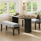 Giantex 42" Upholstered Dining Bench with Velvet Padded Seat, Rubber Wood Legs, 800 Lbs Capacity, Entryway Bench for Bedroom End of Bed, Dining Room, Hallway, Living Room, Kitchen (Grey, 1-Pack)