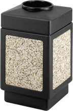 Safco Canmeleon Trash Can, 38 Gallons, Indoor and Outdoor Use, Open Top, Durable & Weather-Resistant Commercial Garbage Can with Stone Panels, Black