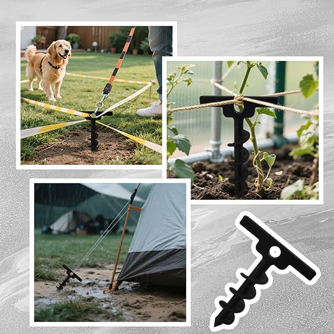 Rustproof Garden Screw Anchors with Spirals Corrosions Ground Stakes for Landscape Backpacking Playgrounds Canopies Greenhouses Screw Stakes