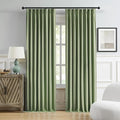 DUALIFE Sage Green Pinch Pleated Blackout Curtains 50 x 92 Inches Long, Back Tab Drapes for Living Room Bedroom Thermal Insulated Full Blackout Draperies with Hooks