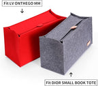 Doxo Purse Organizer Insert, Felt Tote Organizer with Zipper, Bag Insert Organizer Perfect for Lv Onthego MM 35 & D Medium Book Tote Bag (Red-With Cover)