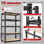 REIBII Storage Shelves 2020LBS Garage Shelving Heavy Duty Metal Shelving 5 Tier Metal Shelf for Garage Pantry Closet Kitchen Basement 28" W x 12" D x 59.8" H, 4 Pack