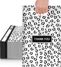 JinRuiKJ Poly Mailers with Handle 14.5x19 Inch 50 Pcs, Easy to Carry Packaging Bags for Small Business, Thank You Shipping Bags with Self Adhesive Strip, Tearproof and Waterproof - Black leopard