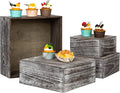 Vintage Brown Square Wooden Cake Stands For Display,Set Of 4 Wood Cupcake Stands Risers, 12 Inches Rustic Wood Crates For Wedding Cake Display,Square Wooden Display Risers For Home Decor . (Vintage Black)