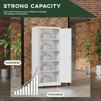 Greenvelly Metal Storage Cabinet with Wheels, 73" H Lockable Rolling Storage Cabinets with Doors and 4 Adjustable Shelves, Large Steel Cabinet for Garage, Office, Home, School (White)