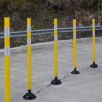 8 Pack Traffic Delineator Post Cones, High Visibility 3M Reflective Tapes, Flexible Spring Post with Detachable Base, for Highway Road Safety, Garage, Parking Lot (Yellow, 48")