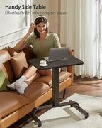 Height Adjustable Mobile Standing Desk with 360° Swivel Casters, 29"-45" Pneumatic Rolling Desk on Wheels, Perfect for Home Office, Bedroom, Living Room, Black