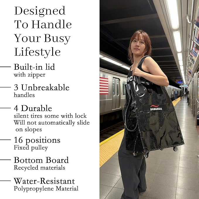 Reusable Grocery Bag On Wheels,Rolling Tote, Shopping Trolley, Rolling Duffle bag,Collapsible Grocery Bag Tote