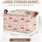 Red Mushroom Storage Basket Large 17x11.5x10.5 Inches - Collapsible Fabric Organizer Bin with Handles for Kids Room, Nursery, Toys - Foldable Decorative Hamper with Cute Mushroom Design - Single Pack