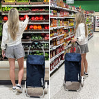 Ultra-Lightweight Foldable Grocery Cart with 40L Capacity, Soft Rolling Wheels, Removable Insulated Bag – Multi-Purpose Personal Hand Truck (Blue)