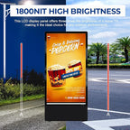 MWE 43 Inch Outdoor Digital Signage Display, Portable Battery Powered High Brightness Screen Advertising Display Kiosk, Movable Waterproof Standing Poster, Android OS