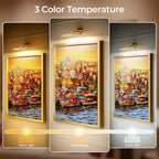 Picture Lights for Wall, Brushed Gold Battery Operated Picture Light 16in Art Light CCT Dimmable Recharging Battery Wall Light with Remote Control for Living Room Gallery