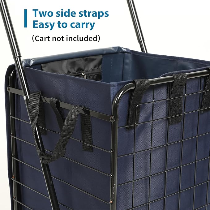 Shopping Cart Liner (Without Trolley), 14.7" X 13.2" X 20" Square Bottom, Fits Grocery Carts, Cover Adjustable Straps, Waterproof Oxford Cloth (Blue)