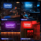 Custom Basement Neon Sign for Bar Lounge, Personalized LED Pub Light with Customizable Name Home Bar Man Cave Decor Gifts for Men Dad Husband Beer Lover(Multiple Sizes & Colors)