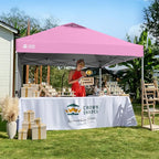 CROWN SHADES Canopy Tent, 10 x 10 Foot Portable Pop Up Outdoor Shelter with 1 Sidewall, Easy 1 Push Center Lock, UV Protection, and Carry Bag, Pink