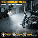 LIVOWALNY 22000 lm LED Work Light with Stand Pack of 2, 220W 2 Adjustable Head Tower Light with 13FT Cord, Portable IP65Waterproof Tripod Flood Light for Job Site Workshop Garage Construction Lighting