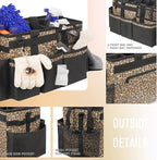 Wearable Cleaning Caddy, Cleaning Caddy Supplies Organizer with Handle & Shoulder Straps for Housekeepers, Under Sink & Car Cleaning Tool Organizers Bag with 4 Foldable Divider (Leopard)