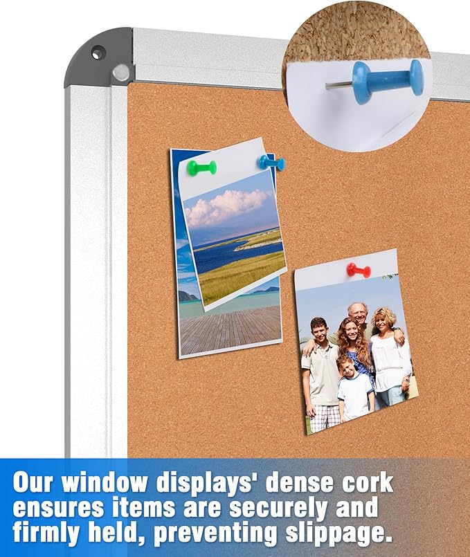 Mifuro 2 Pack 36"x24" Enclosed Bulletin Board, Lockable Weather-Resistant Aluminum Cork Noticeboard for School & Office, Silver Frame w/Cork