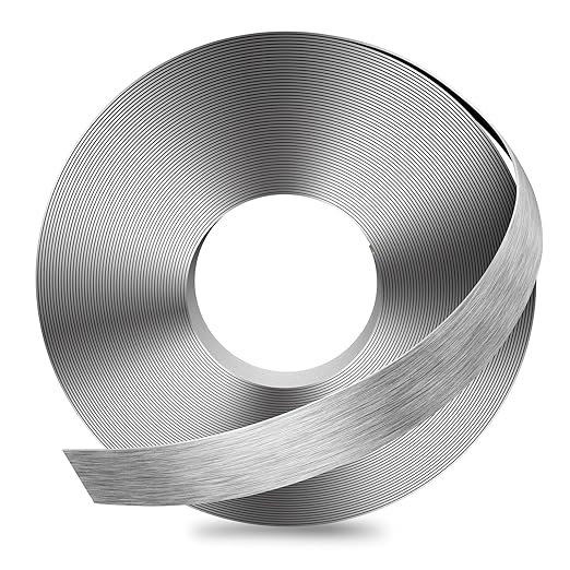 GSCIT Club Grey Silver Edge Banding, 1/2 Inch x 100ft Aluminum Brushed Edge Banding PVC Edge Trim for Cabinet Repair Furniture