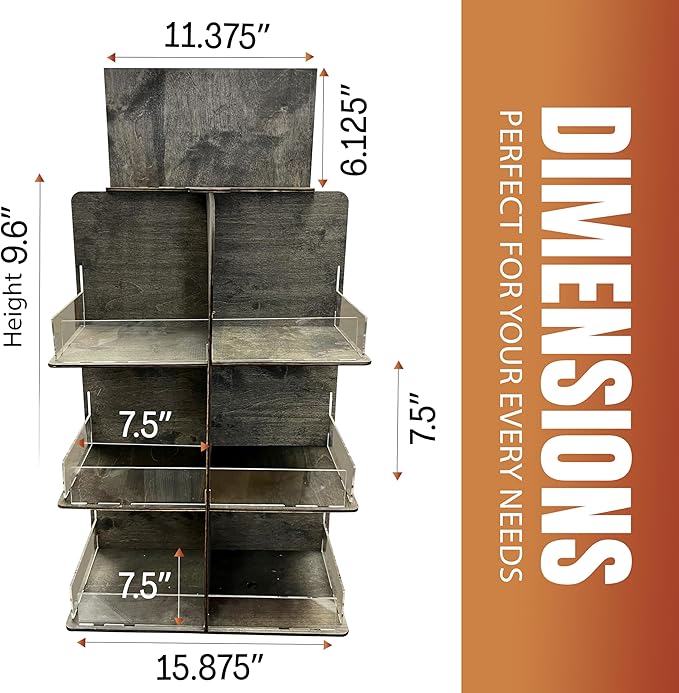 Versatile 4-Sided Rotating Display Stand for Candy, Snacks, Jams, Produce and More - Ideal for Craft Shows, Farmers Markets, and Retail Stores - 12 Shelves, Heavy-Duty Design, Easy Setup (Black)