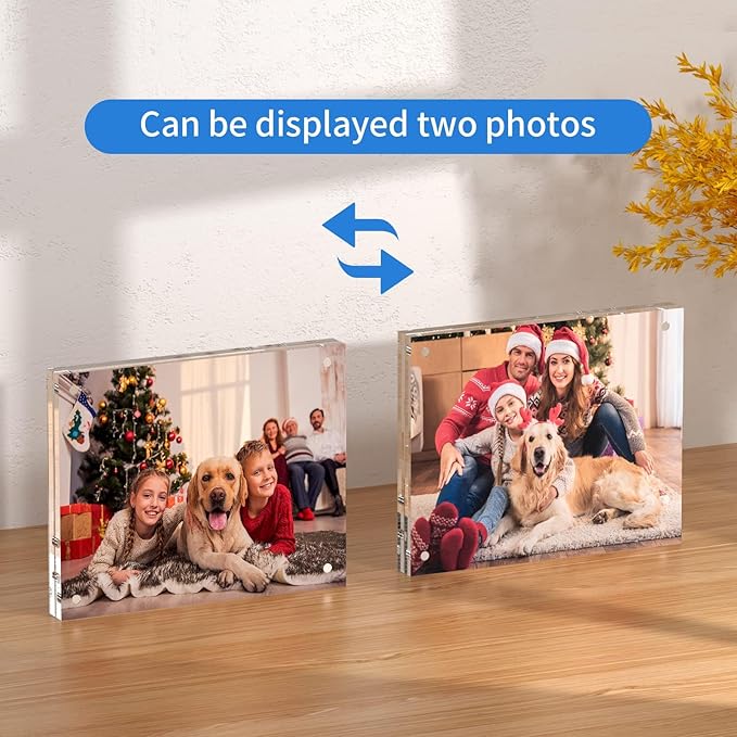 NIUBEE Acrylic Photo Frame 8x10,Clear Picture Frame 20% Thicker Block,Frameless Acrylic Frames Double Sided,Trendy Home Decor & Modern Gift Idea