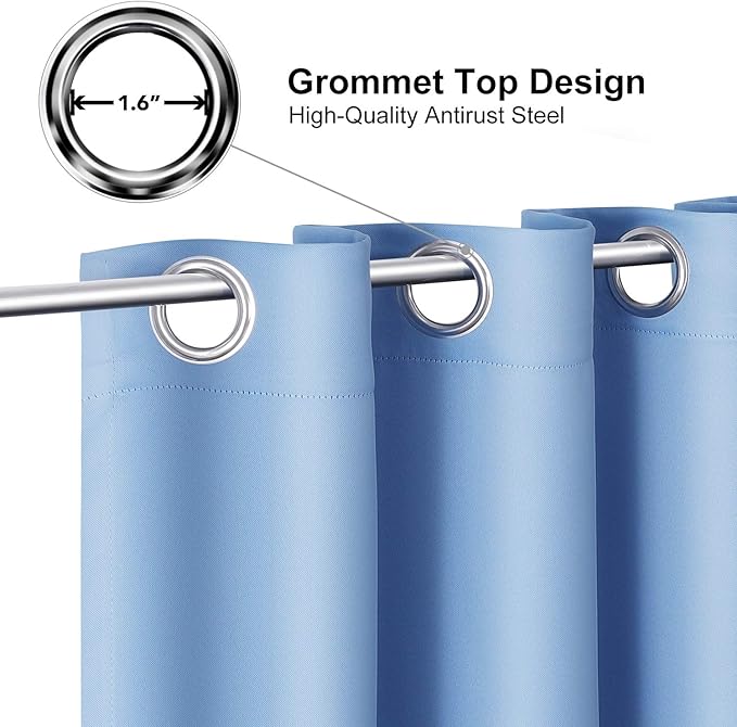 ChrisDowa Room Divider Curtain 90 Inches Long, Wide Blackout Sliding Door Curtain for Bedroom, Room Darkening Privacy Window Curtain for Patio Door (1 Panel Set, Sky Blue, 100 x 90 Inch)