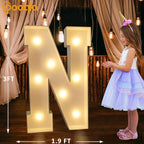 Pooqla 3FT Marquee Light Up Letters, Cool White and Warm White LED Big Mosaic Marquee Letters 3 Feet, Giant Letter Sign for Balloons Birthday Anniversary Wedding Party Decoration, Letter N