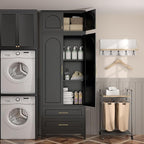 Kitchen Pantry Cabinet，90" Storage Cabinets with Doors and Shelves,Metal Pantry Cabinet with 2 Drawers,White Kitchen Cupboard for Livingroom,Pantry, Bathroom