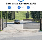 ZUMI Dual Swing Driveway Gate, 18x6 ft. Outdoor Steel Fence for Home Security, Heavy-Duty Weatherproof Iron Kit, Brooklyn Style