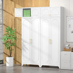 Metal Storage Cabinet and Wall Upper Storage Cabinet,90Inch White Kitchen Pantry Cabinets with 4 Adjustable Shelves,Tall Food Cupboards for Living Room, Dining Room Office