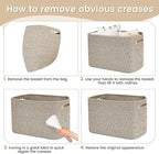 3 Pack Shelf Woven Storage Basket, 15 x 10 x 9” Closet Rope Baskets For Organizing, Square Bins with Handles, Brown