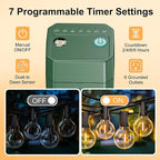 BN-LINK Outdoor Power Stake Timer 25FT Extension Cord Waterproof, Remote Control Photocell Dusk to Dawn Light Timer, 6 Grounded Outlets for String Lights & Christmas Decorations, ETL
