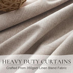 Black Out Linen Boho Curtains 72 Inch Long, Living/Bedroom Curtains 72 Inches Length 2 Panels Set Drapes for Window Energy Saving Noise Reducing Nursery (50" W x 72" L) Back Tab,Hook Belt