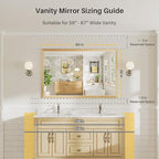 55x36 Inch Bathroom Mirror for Wall, Anti-Rust Oak Wood Grain Metal Framed Bathroom Mirrors for Over Sink,Rectangler Mirrors for Bathroom Vanity, Farmhouse, Bedroom, Living Room, Entryway Decor